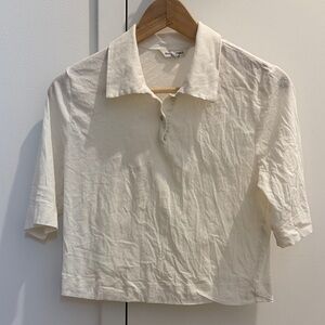 Banana Republic Cream Cropped Polo Top